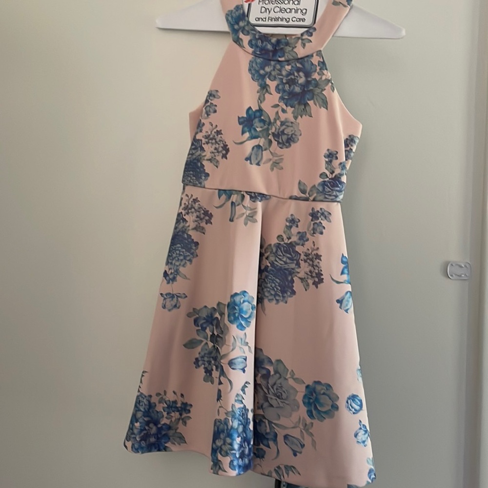 Girls blush and blue midi dress